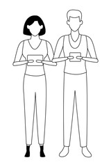 love couple cartoon black and white