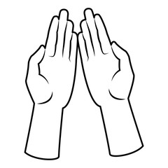 hands open facing in front black and white