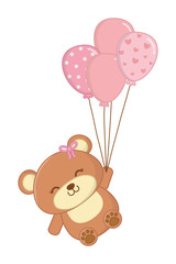 toy bear with balloons vector illustration