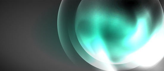 Shiny neon color light with circles abstract background