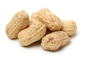Peanuts on a white background