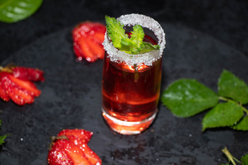 fresh strawberry drink with mint and berries