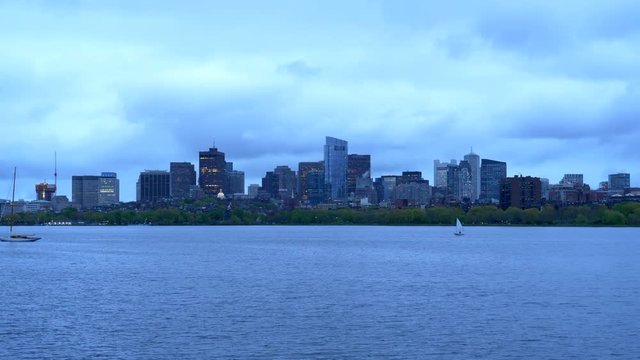 Boston City Skyline View Across The Charles River