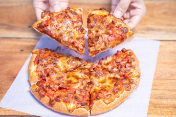 ham and bacon fluffy pizza take away