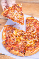 ham and bacon fluffy pizza take away