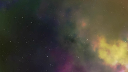Fly through in the gas cloud nebula and stars 3d animation