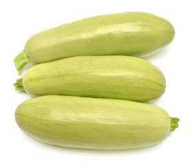 Fresh squash vegetable marrow zucchini whole isolated on white background. Flat lay, top view