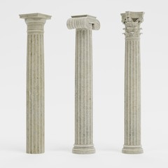 Obraz premium Realistic 3d Render of Columns (Doric, Ionic and Corinthian)