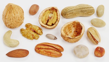Realistic 3D Render of Nuts Collection