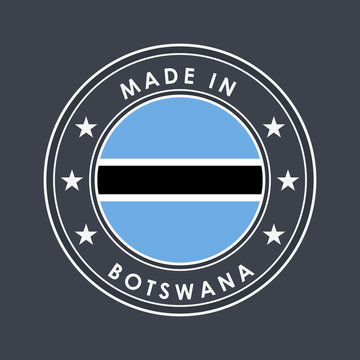 Flag of Botswana. Round Label with Country Name for Unique National Goods. Vector