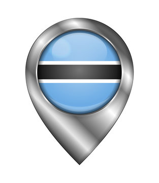 Flag of Botswana. Vector Sign and Icon. Location Symbol Shape. Silver