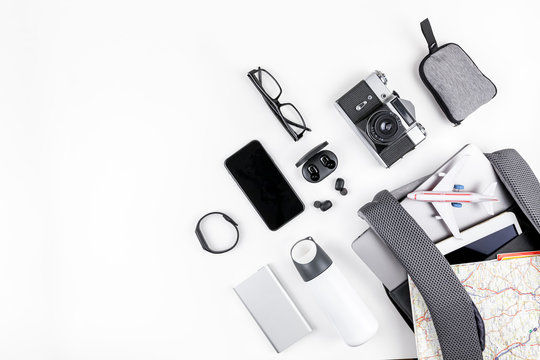 Modern backpack with laptop and tablet inside