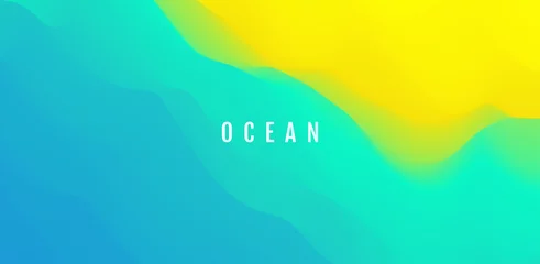Fotobehang Wateroppervlak. Golf van de oceaan op het zandstrand. Natuur achtergrond. Modern schermontwerp voor mobiele app en web. Zomer vectorillustratie. © Login