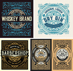 Set of 5 packing labels. vintage style