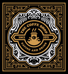 Vintage coffee label. Vector layered