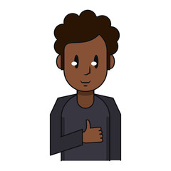 Young man smiling profile cartoon