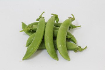 green peas on white background