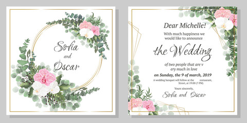 Fototapeta na wymiar set of floral cards with flowers