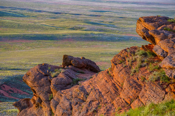 Amazing landscape of mountain Big Bogdo and steppe nature. Russia