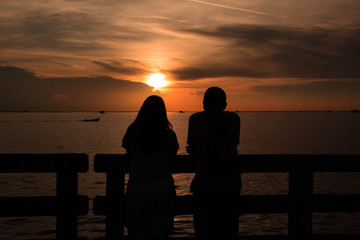 silhouette of couples in love