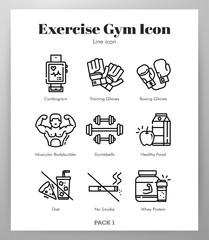Exercise gym icons Line pack