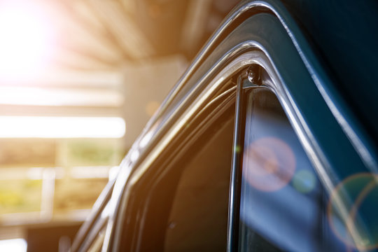 Polished Car Body With Light Reflection, Sunny Bunny On Old Vintage Car, Business Consept