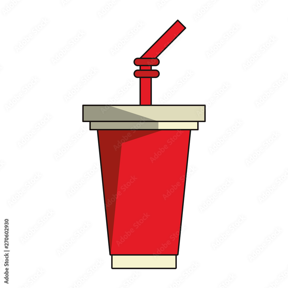 Wall mural soda cup with straw cartoon isolated