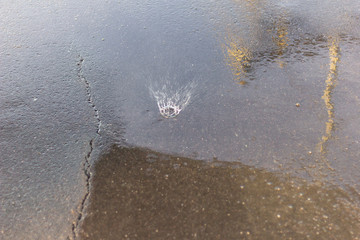 rain asphalt drop splash road