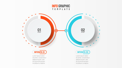 Vector infographic template. Business process with 2 steps. Can be used for workflow diagram, annual report, presentation, web.