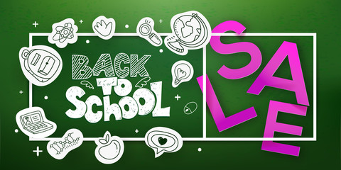 Back to school sale on chalkboard