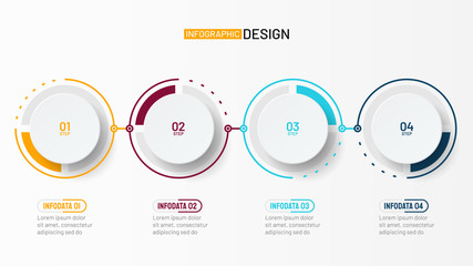 Vector infographic template. Business process with 4 steps. Can be used for workflow diagram, annual report, presentation, web.