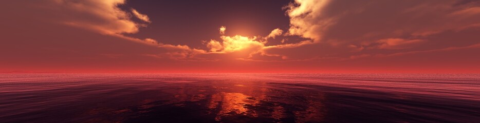 Panorama of a stormy sky at sunset, 3d rendering