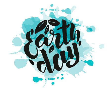 Handwritten lettering text 'Earth Day' with plots. sketched text for postcard banner template. typography for eco friendly ecology concept. World environment background.