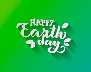 Handwritten lettering text 'Happy Earth Day'. sketched text for postcard banner template. typography for eco friendly ecology concept. World environment background. illustration.