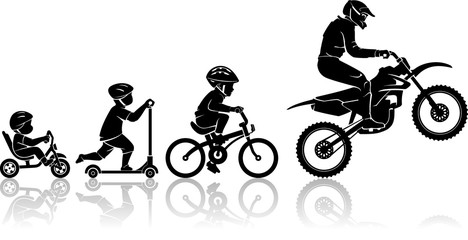 Bike Evolution Silhouette Stages Composition Vector Illustration