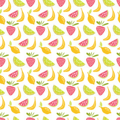 Vector Colorful seamless pattern with summer fruits