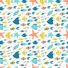 Vector under water world seamless pattern design