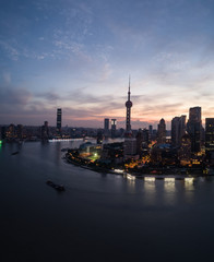 Fototapeta na wymiar Aerial view over The Bund, Shanghai