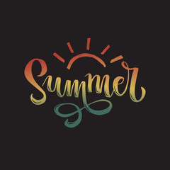 Summer lettering Gradient Handwritten calligraphy, brush painted letters. Inspirational text in illustration. Template for flyer, banner, poster, greeting card, web design or photo overlay