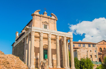 Ancient Roman temple of Antoninus and Faustina, adopted to church of San Lorenzo in Miranda, Forum...