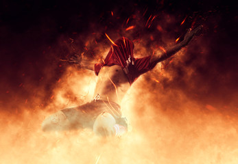 Soccer player on stadium celebrating winner © Andrey Burmakin