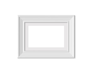 Fototapeta premium 2x3 A4 Horizontal Landscape picture frame mockup. Realisitc paper, wooden or plastic white blank . Framing mat with wide borders. Isolated poster frame mock up template on white background. 3D render