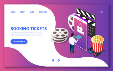 Online ticket booking concept for watching a movie.