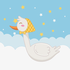 stork with bandana vector illustration