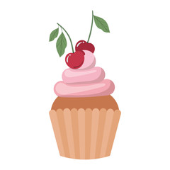 delicious cupcake with cream on white background