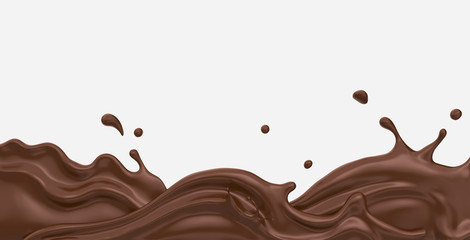 Chocolate or cocoa splash abstract background, 3d rendering Include clipping path.
