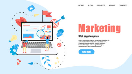 Web Template. Concept for Digital marketing agency, digital media campaign flat vector illustration	