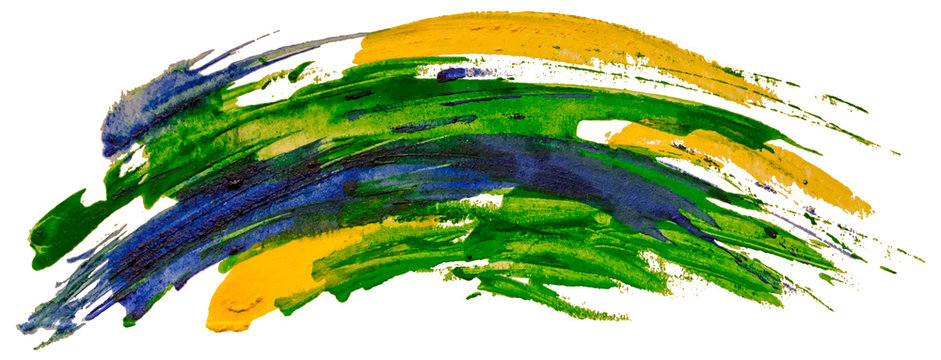 Green, Blue And Yellow Watercolor Texture Paint Stain Brush Stroke. EPS10 Vector Illustration.