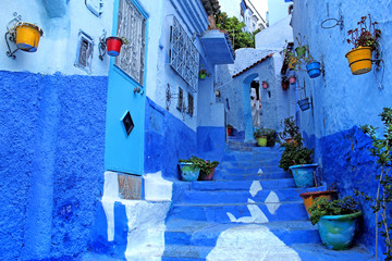 Chefchaouen Blue town Morocco Africa City streets view