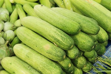 Fresh cucumbers for cooking in the market